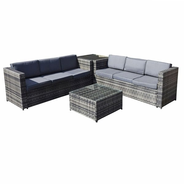 Oseasons Malta Rattan 6 Seater Corner Set in Walnut Grey