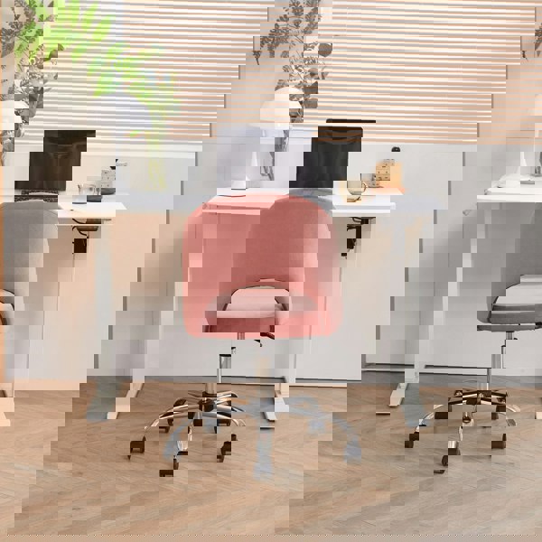 Furniture One Office Chair, Padded Armless Mid Back Swivel Desk Chair with Chrome Base, 150kg Load