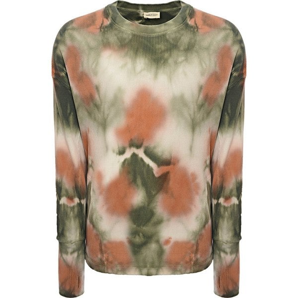 Nicholas Daley Mens Tiedye Wafflecrew Olive