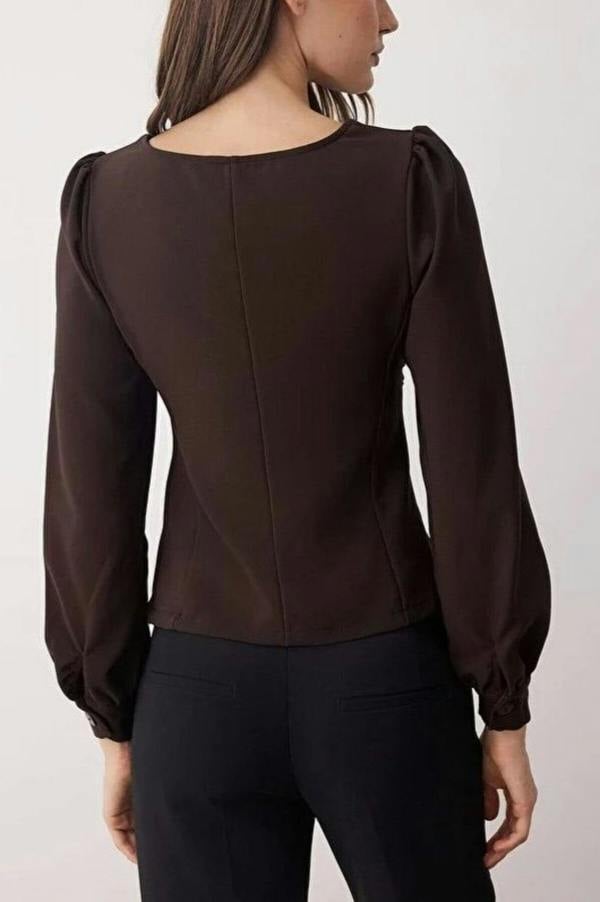 WOVCOR Woven Blouse with Gathered Detail