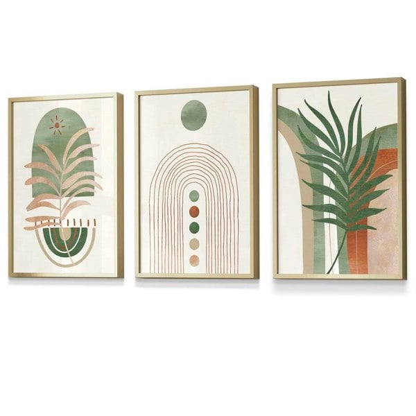 Artze Wall Art Sage Green Botanical Arches Set of 3 Framed Wall Art
