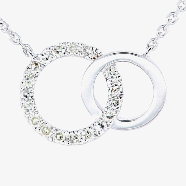 T. H. Baker 9ct White Gold Diamond Link Circle Pendant Necklace PNE20029W