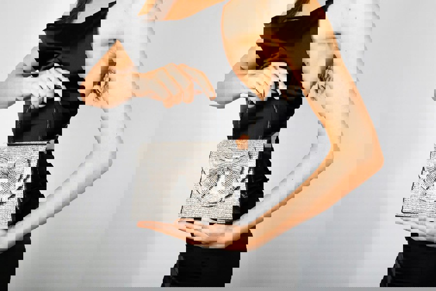 SVNX Rhinestone Grab Bag with Bow Detail