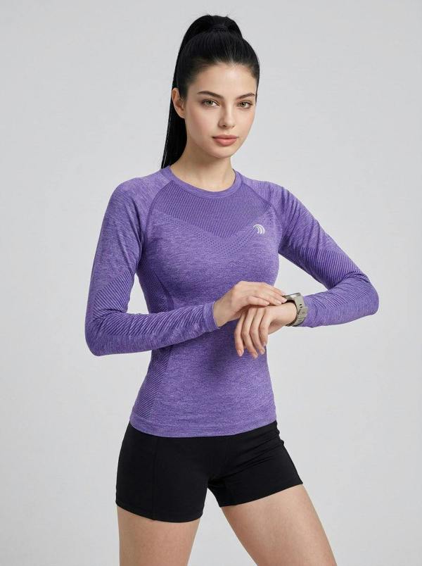 Anniou Women's Long Sleeve Fitness Top - purple