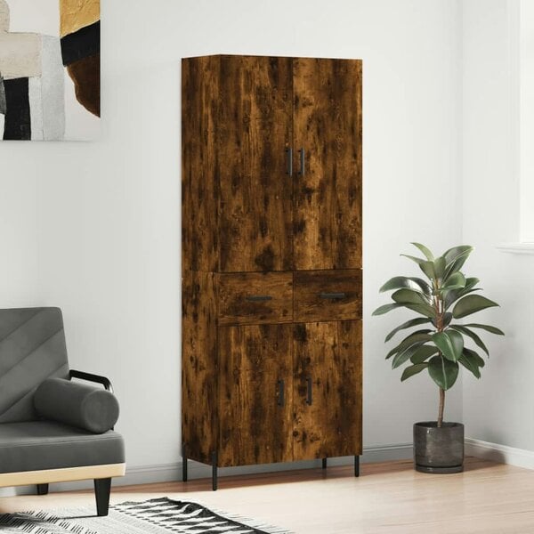 Berkfield Highboard Smoked Oak 69.5x34x180 cm Engineered Wood