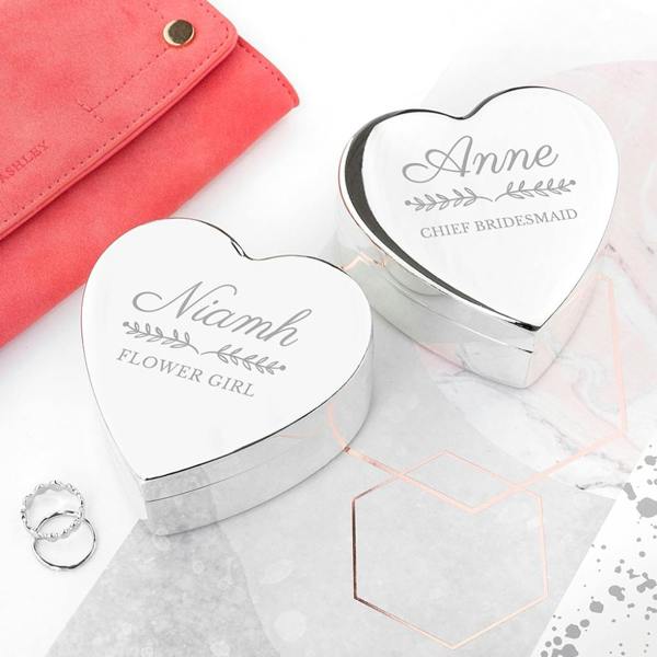Abode Home & Gifts Personalised Bridal Party Heart Jewellery Box