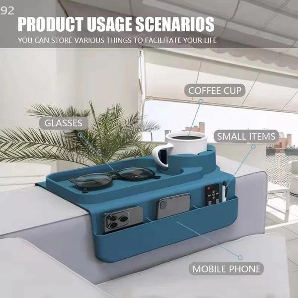 Silicone Sofa Armrest Cup Holder & Storage Tray