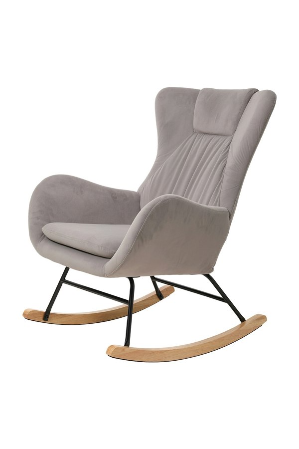 Living and Home Light Grey Velvet Upholstered Rocking Chair