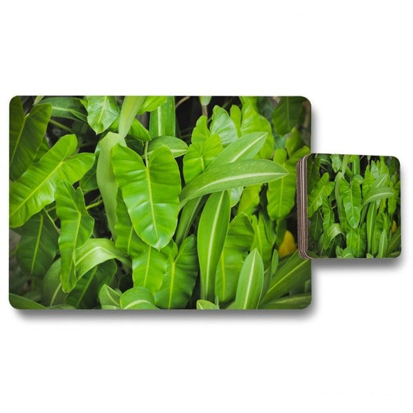 Benjamin Tate Design Abstract background of dark green leaves (Placemat & Coaster Set)