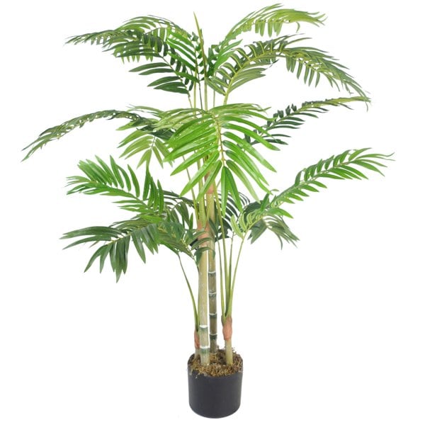 Leaf 120cm (4ft) Premium Artificial Areca Palm with pot with Silver Metal Planter