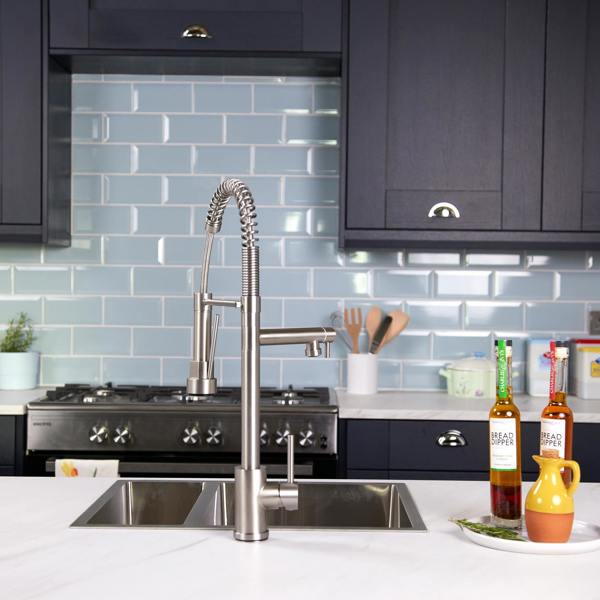 Flode Alta | Single Lever Kitchen Sink Mixer Tap with Swivel Spout | Brushed Steel Finish