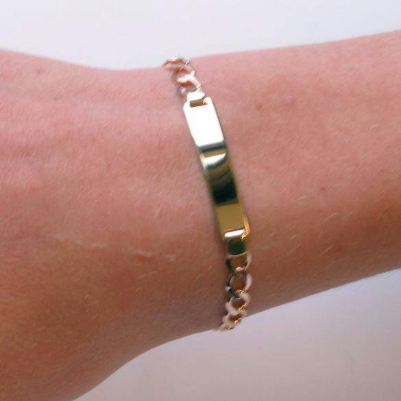 Christopher James of London 9ct Yellow Gold Ladies Curb ID Bracelet With Optional Engraving