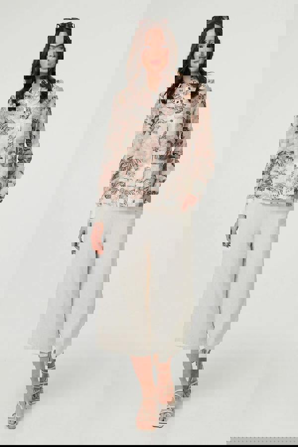 Beige | Paisley Long Sleeve Collared Shirt