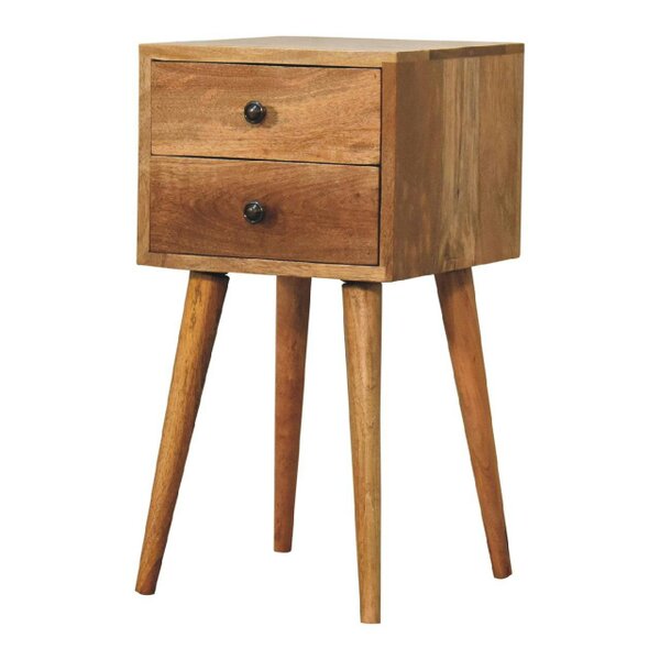 Wyld Haus Parma Small 2 Drawer Oak Mango Wood Bedside Table 2 Drawers