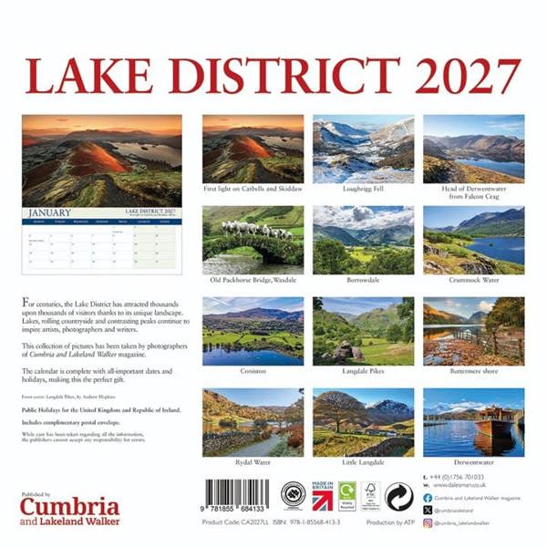 Lake District Deluxe Calendar 2027, Deluxe Calendars, Month To View, Travel, Gift