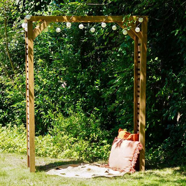 Cerland Ling Z Flat Top Garden Arch 2.14m Pressure Treated Slatted Wooden Arch