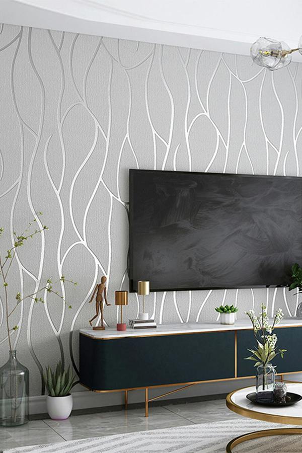 Living and Home 9.5M x 53Cm Non-Woven Embossed Geometric Wallpaper Roll