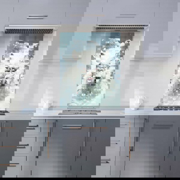 Warren Reed - Designer White Wolf With Glasses Splashart Kitchen Splashback