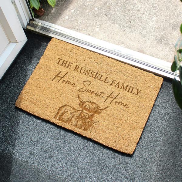 Abode Home & Gifts Personalised Highland Cow Doormat