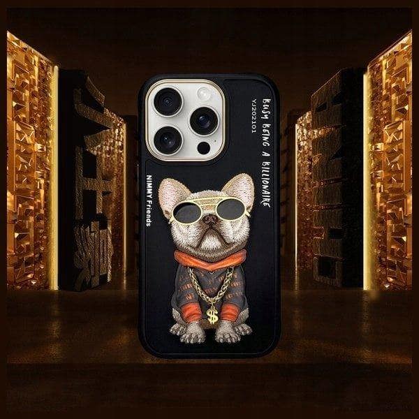 Nimmy Friends Glasses Cool Dog Case for iPhone 16 Pro 6.3" Black - N-YJ-iP16-Pro-01