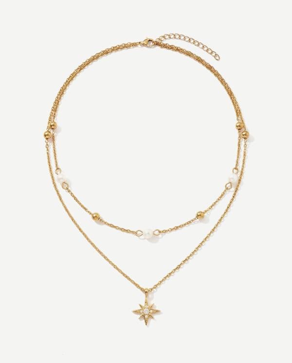 Elk & Bloom 14K Gold Double Star Satellite Pendant Necklace