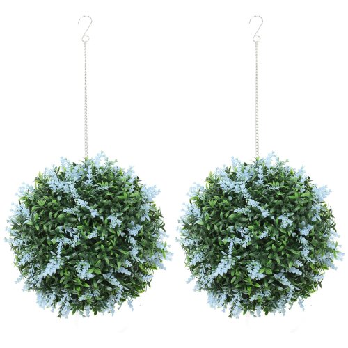Wyld Haus Maka Nosa Set Of 2 UV Resistant Artificial Topiary Ball Plants In Blue