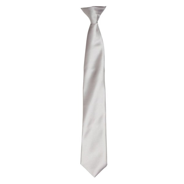 Premier Colours Mens Satin Clip Tie - Silver Grey