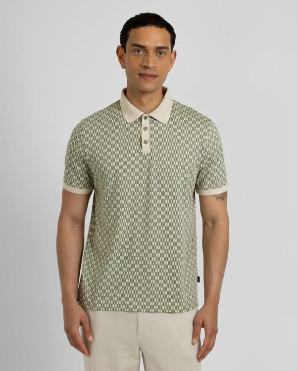 Steel & Jelly Bayley - Retro Geometric Print Polo Shirt