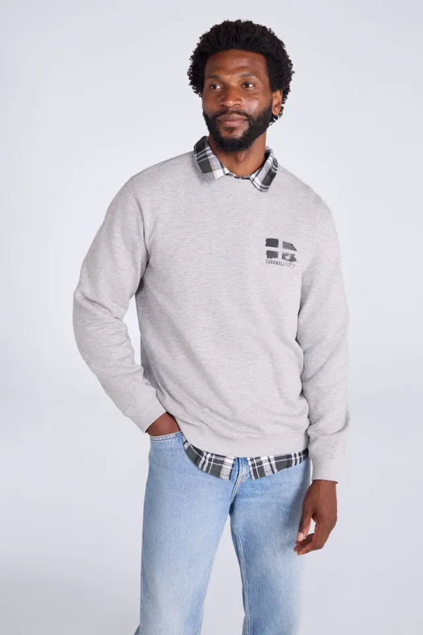 Mountain Warehouse Mens Cornwall Flag Sweatshirt - Grey