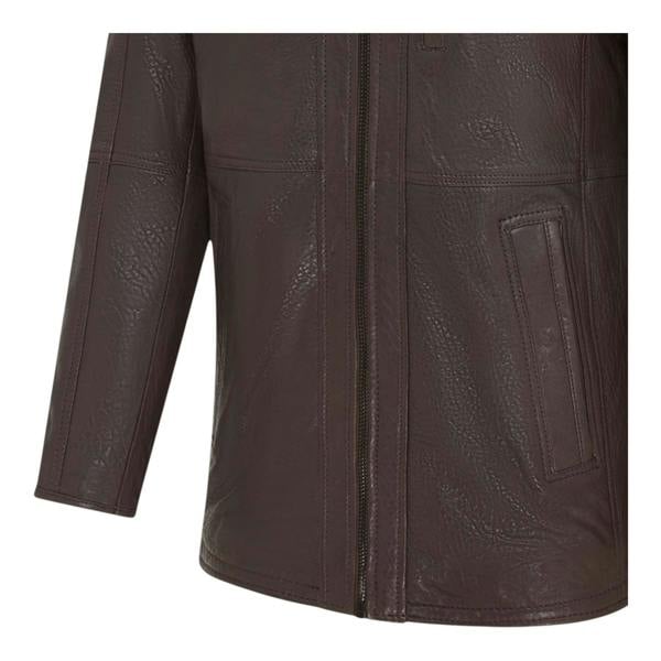 Infinity Leather Mens Warm Mid-Length Leather Biker Coat - Sikander