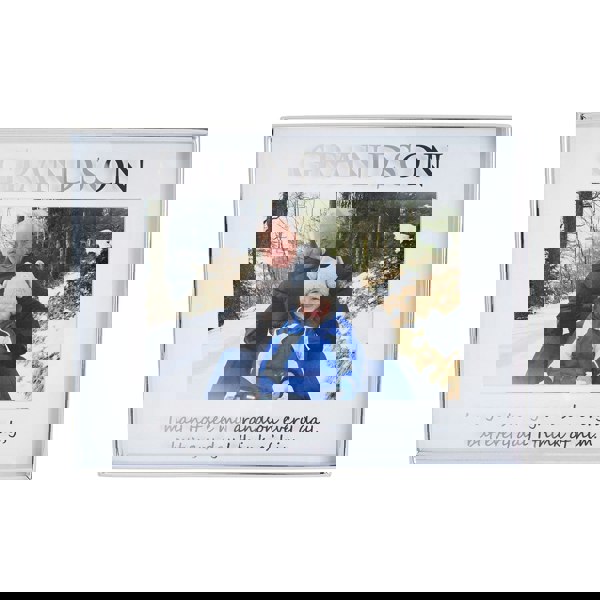 Contemporary Silver Plated Metal Grandson 4x6 Picture Frame for Wall or Table Image 3