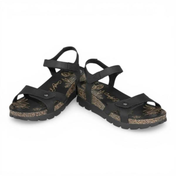Panama Jack Sulia B2 - Women's Wedge Black Leather Platform Sandals