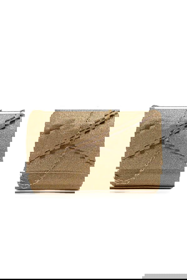 Pluspup Pleated Glitter Clutch Bag with Chain Strap