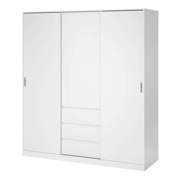Wyld Haus Budapest White Wooden Wardrobe 3 Doors 3 Drawers