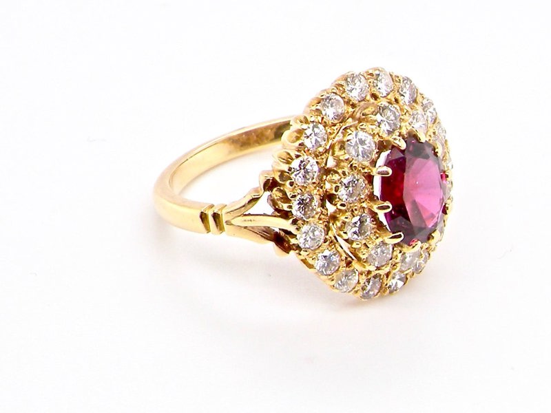 Vintage Tom A ruby and diamond cluster ring