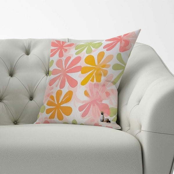 Warren Reed Yellow And Pink Flowers Cushions