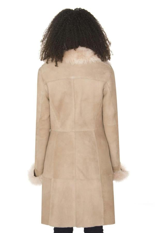 Infinity Leather Womens Suede Merino Shearling Coat with Toscana Collar-Rochford