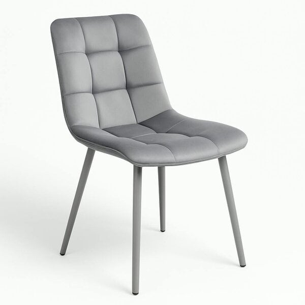 Kosy Koala Modern Grey Dining Table Set with 2 Grey Velvet Chairs and 1 Grey Bench Dining Room Furniture