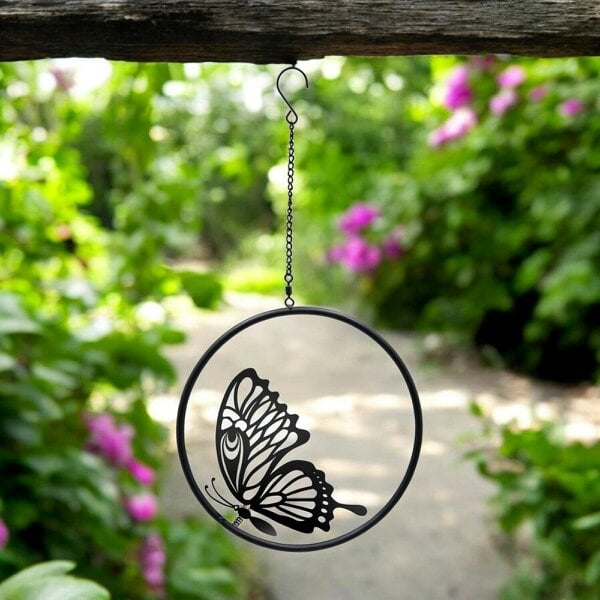 EDH Door Hardware 3D Metal Butterfly Hanging Silhouette Spinner - Black