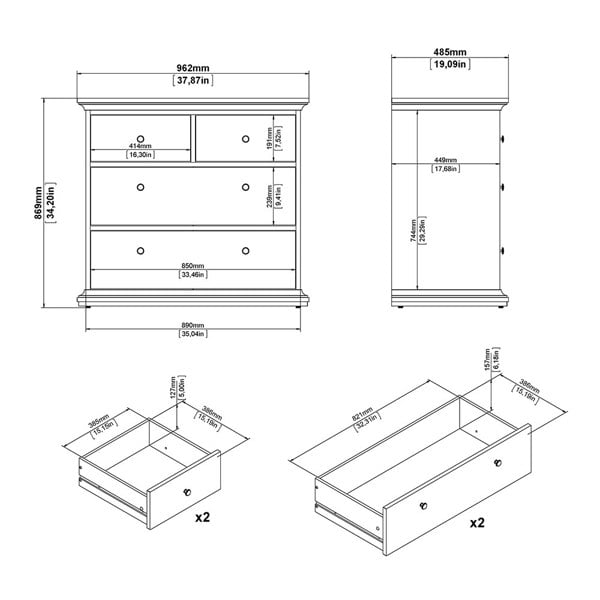 Furniture To Go Paris Chest of 4 Drawers in White