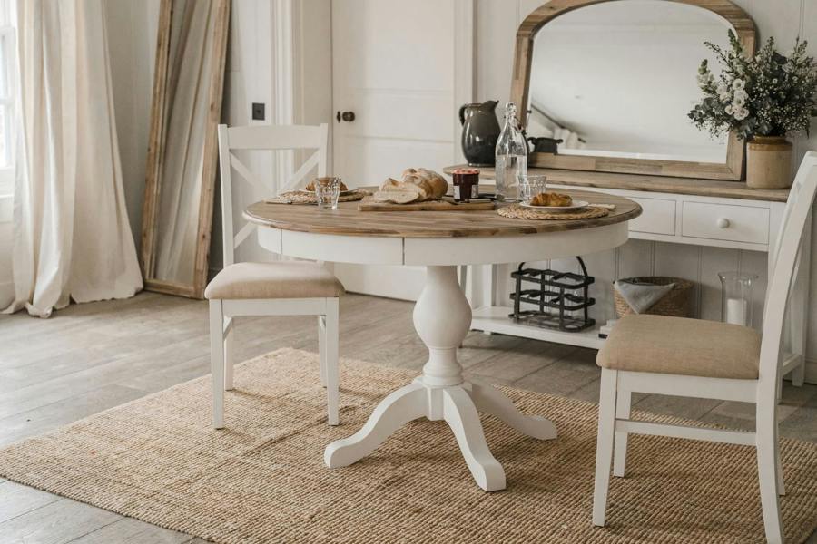 Statement Furniture Florence Large Pedestal Dining Table with Hidden Drawers 120cm