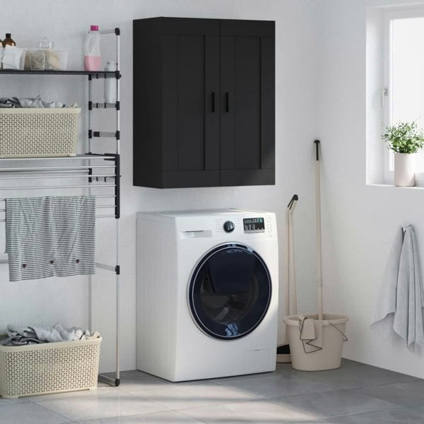 Berkfield Wall Mounted Cabinet Black 69.5x34x90 cm Engineered Wood