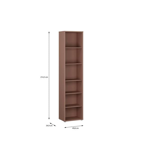 Furniture To Go Alice Springs Tall Narrow Bookcase with 5 Shelves in Terracotta