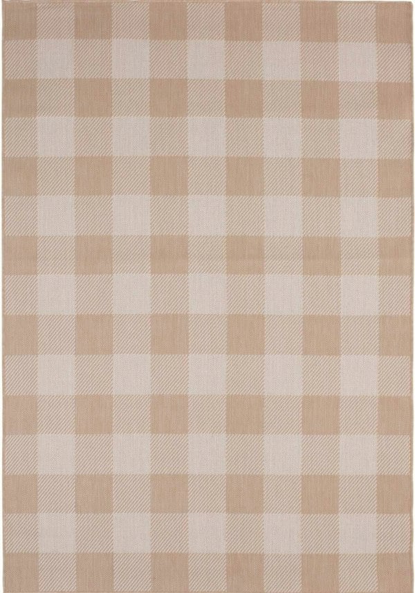Beige Checkered Outdoor Rug for Garden | The Rugs
