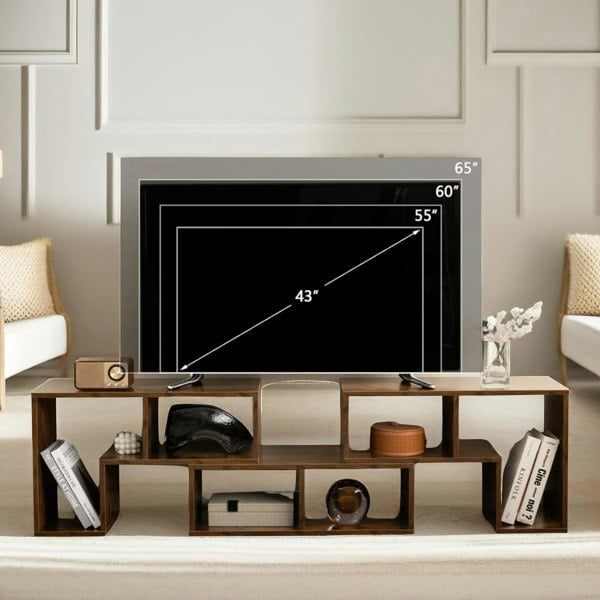 Rafaelo Mobilia Adjustable Free Combination TV Stand Unit Rustic Brown