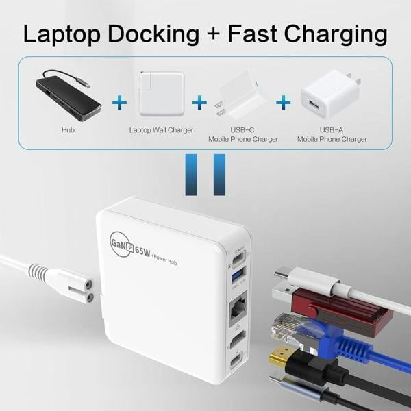 ULTRICS GaN 65W Switch Docking Station for Nintendo Switch OLED, 5 in 1 Portable TV Dock with HDMI, USB-C, USB-A and Ethernet