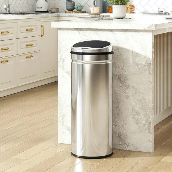 50L Stainless Steel Sensor Bin - Silver Tone - Silver