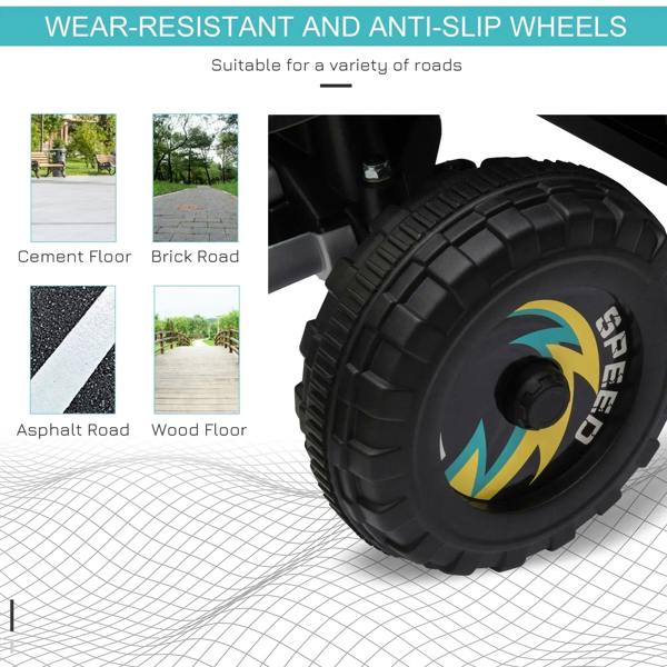 Black anti-slip wheels with SPEED hub design and tread for multiple road surfaces