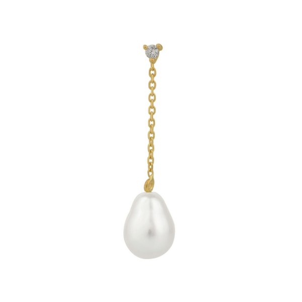Spero London Diamond Drop Real Pear Single Fine Earring 14ct Solid Gold