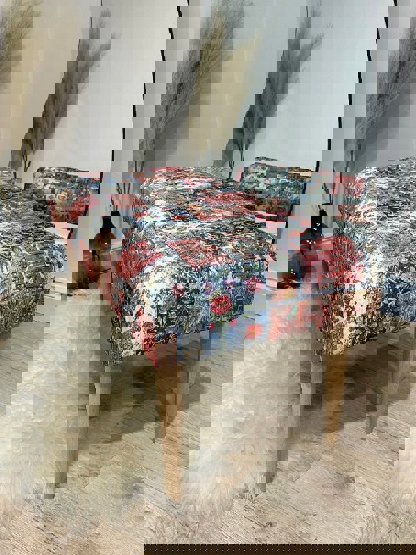 PREMIUM PRINTED PATTERN FABRIC FOOTSTOOL POUFFE FOOTREST TABLE - ISTOOLS